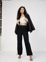 Women Black Denim Baggy Fit Cargo Pants-SFPANT50576XS