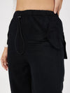 Women Black Denim Baggy Fit Cargo Pants-SFPANT50576XS