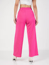 Women Pink Contrast Waistband Cargo Pants