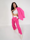 Women Pink Contrast Waistband Cargo Pants