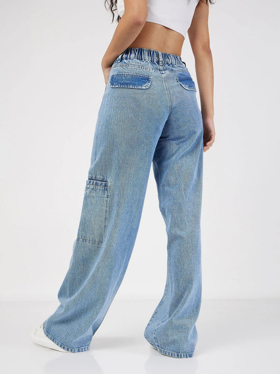 Women Blue Wide Leg Jeans-SFJEAN0425XS