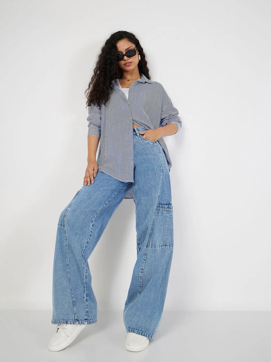 Women Blue Wide Leg Jeans-SFJEAN0425XS