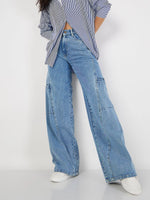 Women Blue Wide Leg Jeans-SFJEAN0425XS