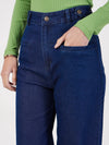 Women Blue Bone Pocket Straight Jeans