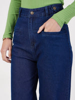 Women Blue Bone Pocket Straight Jeans