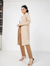 Women Beige Rib Front Open Shrug