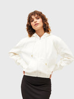 Women Solid Standard White Round Neck Full Sleeve Jacket