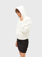 Women Solid Standard White Round Neck Full Sleeve Jacket