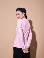 Women Pink Full Sleeves Rib Top