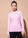 Women Pink Full Sleeves Rib Top