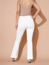 Women White High Waist Gold Show Buttons Pants