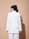 Women White Notch Collar Front Open Blazer