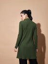 Women Olive Full Sleeves Rib Shrug