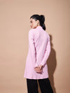 Women Pink Full Sleeves Rib Shrug