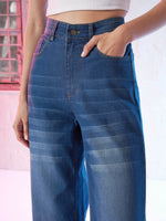 Women Blue Wide Leg Jeans-SFJEAN0404XS