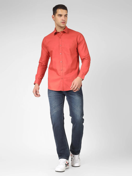 Men's Casual Dark Orange Shirts