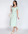 Women Sea Coral Print Cotton Flex A-Line Midi Dress