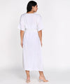 Women Belted A-Line Cotton Flex Midi Dress