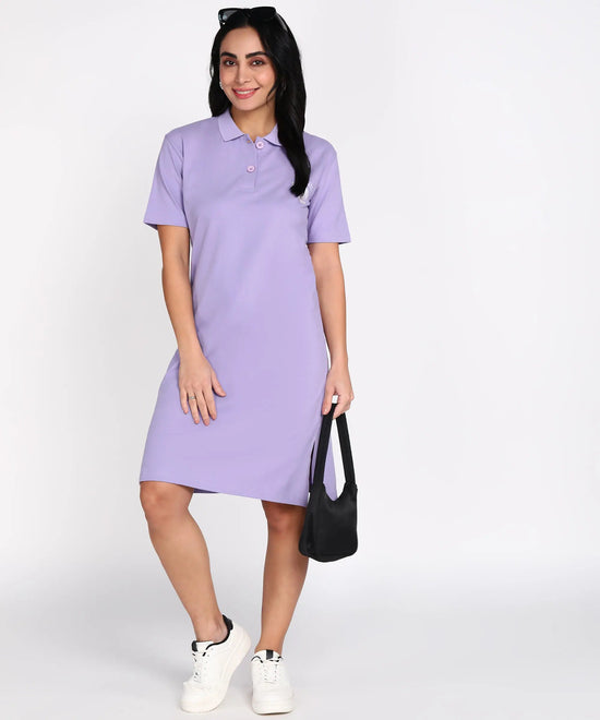 Women Relaxed Cotton Pique Mini Polo Dress