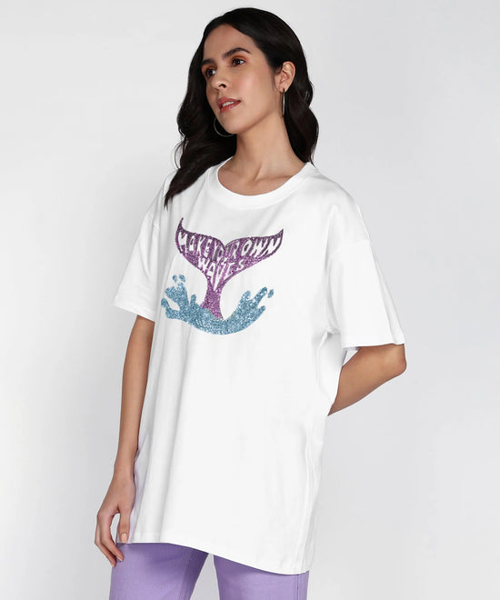 Whimsical Oversized Cotton Jersey Women's T-Shirt