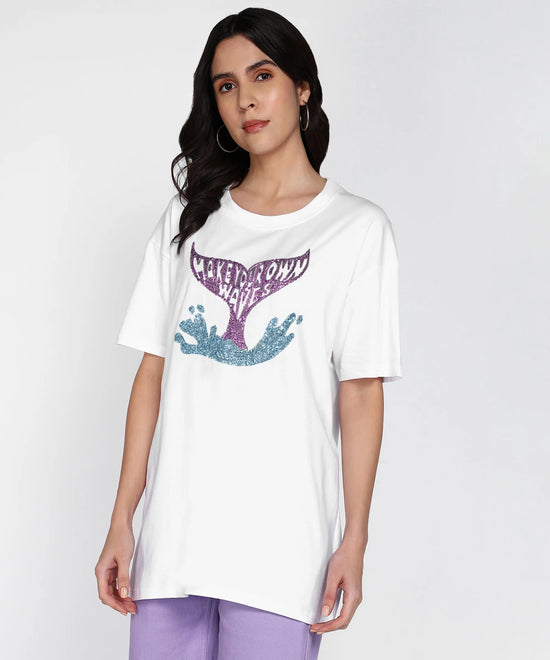 Whimsical Oversized Cotton Jersey Women's T-Shirt