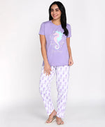 Delightful Women's Pajama Set with Sea Horse Print-Cotton Jersey