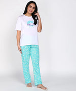 Seaside Charm Women's Pajama Set with Starfish Print- Cotton Jersey