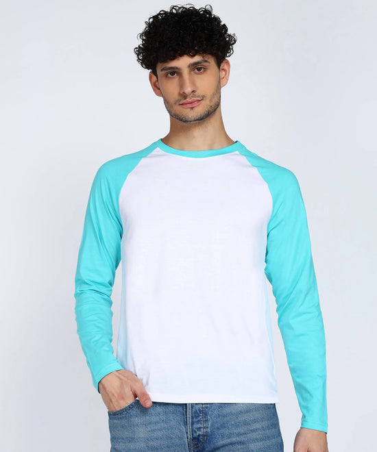 Sleek Contrast Raglan Full Sleeve Men's T-Shirt-Cotton Jersey