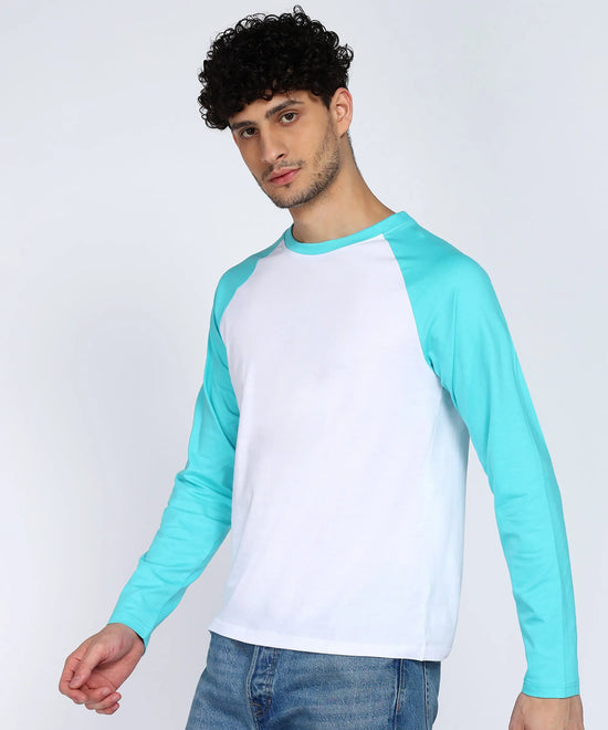 Sleek Contrast Raglan Full Sleeve Men's T-Shirt-Cotton Jersey