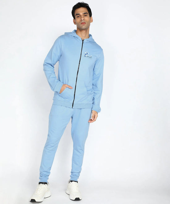 Men's French Terry Blue Hoodie and Joggers Set with Salty Soul Print