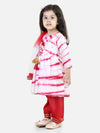 BownBee Hand Dyed Chanderi Silk Kurti Pant with Dupatta for Girls- Red