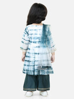 BownBee Hand Dyed Chanderi Silk Kurti Pant with Dupatta for Girls- Blue