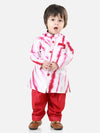 BownBee Hand Dyed Chanderi Silk Sherwani Salwar For Boys- Red