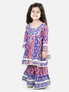 BownBee Pure Cotton Printed Kurta Shararawith Dupatta for Girls- Purple