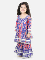 BownBee Pure Cotton Printed Kurta Shararawith Dupatta for Girls- Purple