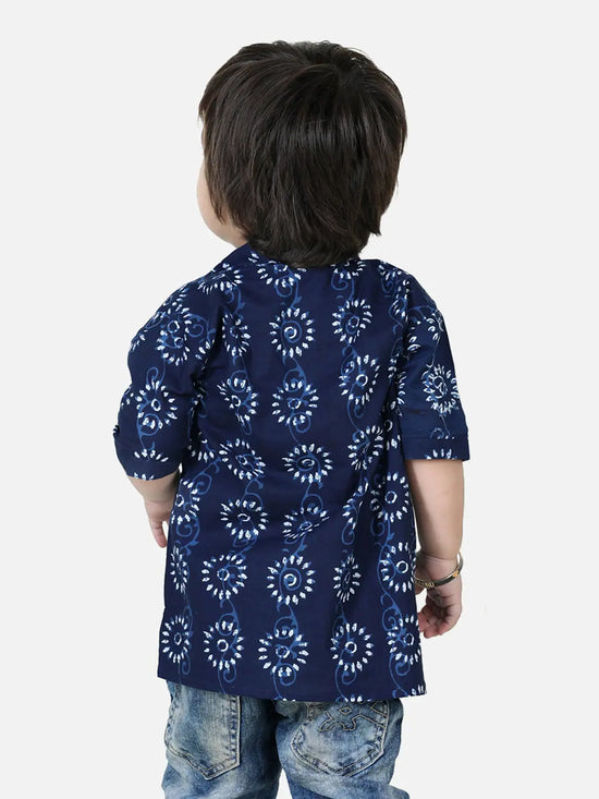 BownBee Printed Half Sleeve Pure Cotton Shirt for Boys- Indigo