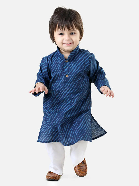 BownBee Pure Cotton Full Sleeve Kurta Pajama for Boys- Blue