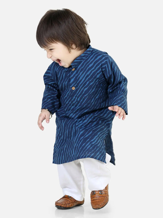 BownBee Pure Cotton Full Sleeve Kurta Pajama for Boys- Blue