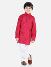 BownBee Printed Cotton Full Sleeve Pathani Salwar Set for Boys- Pink