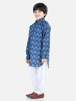 BownBee Printed Cotton Full Sleeve Pathani Salwar Set for Boys- Blue