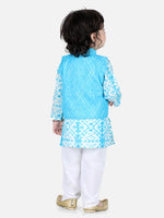 BownBee Pure Cotton Kurta Pajama with Jacket for Boys- Blue