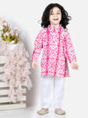 BownBee Pure Cotton Kurta Pajama with Jacket for Boys- Pink-BR23KP51PIA14