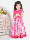 BownBee Pure Cotton Sleeveless Frill Lehenga Choli for Girls- Pink