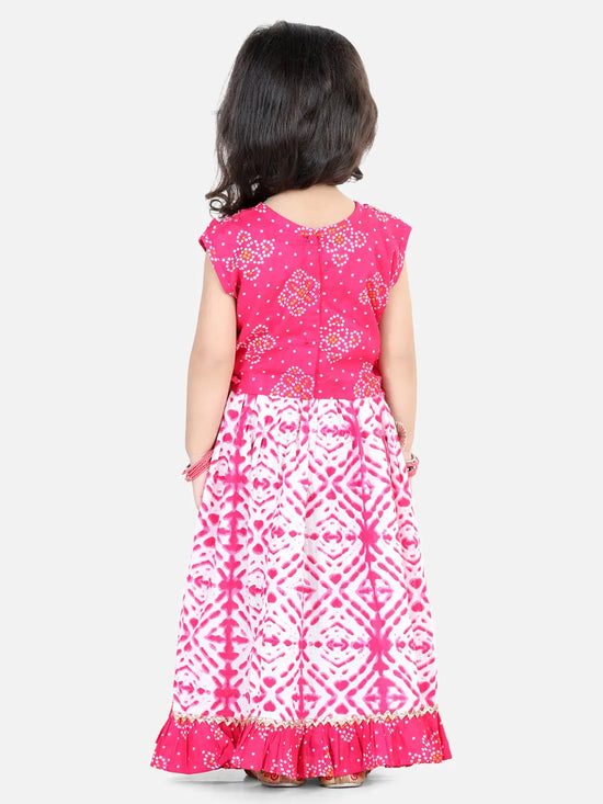 BownBee Pure Cotton Sleeveless Frill Lehenga Choli for Girls- Pink