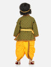 BownBee Cotton Angrakha Kanhaiya Costume Dress With Bansuri,Mukut & Band- Green