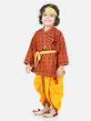 BownBee Cotton Angrakha Kanhaiya Costume Dress With Bansuri,Mukut & Band- Red