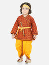 BownBee Cotton Angrakha Kanhaiya Costume Dress With Bansuri,Mukut & Band- Red