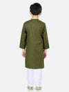 BownBee Printed Attached Jacket Cotton Kurta Pajama for Boys- Green