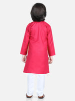 BownBee Attached Jacquard Jacket Kurta Pajama for Boys- Pink-BR22KP28PIB18