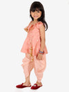 BownBee Ethnic Chanderi Silk Sibling set Indo Western Peplum Kurti with Dhoti for Girls- Peach